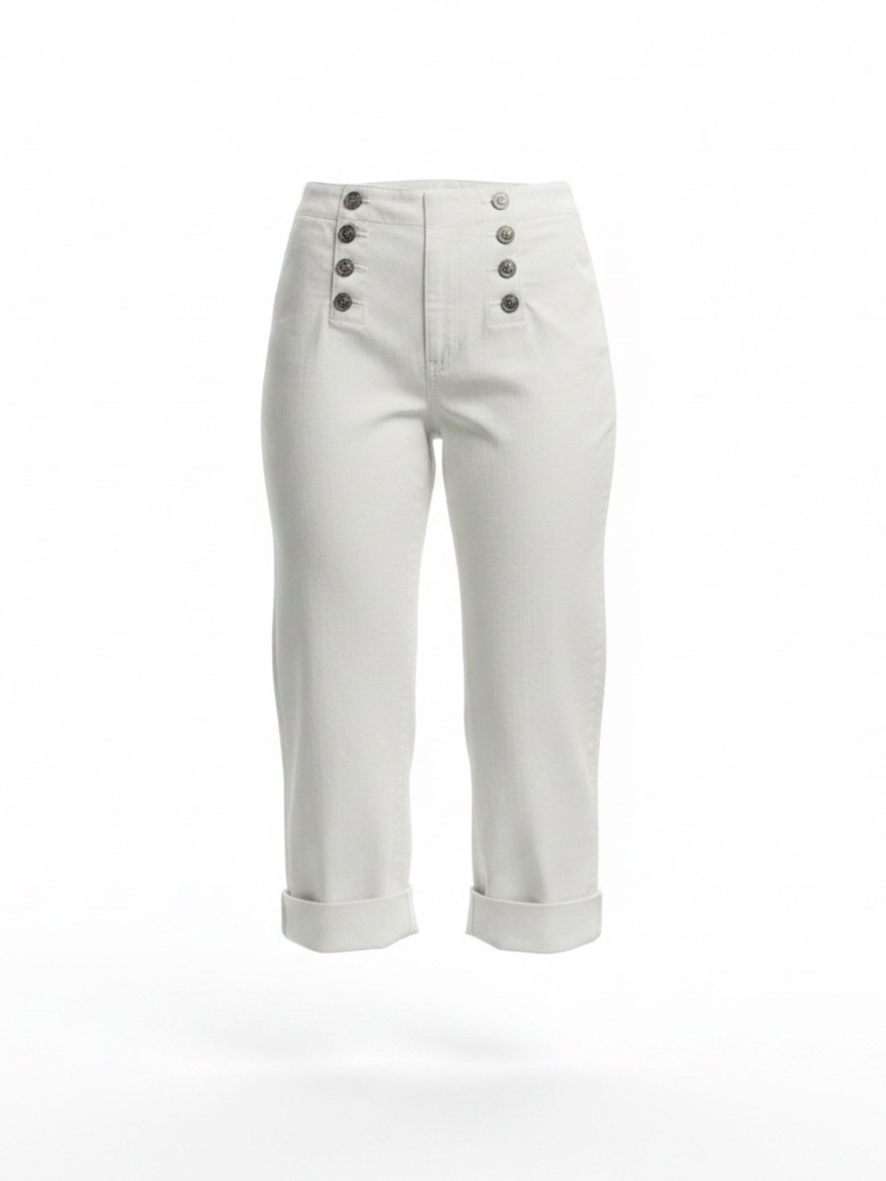 Ralph Lauren White Sailor-Button Cropped Capris
